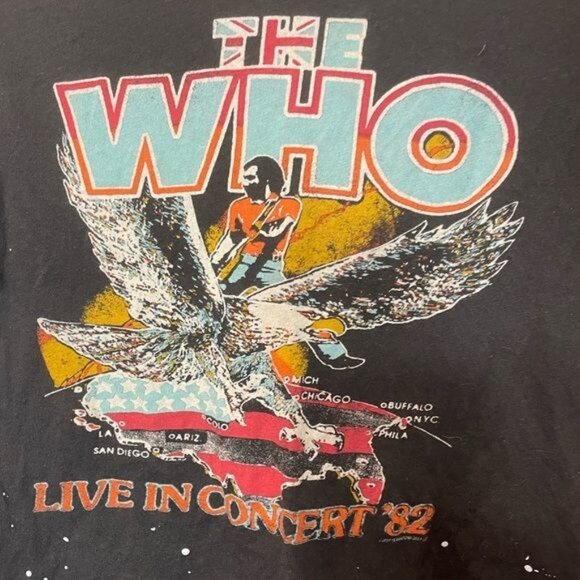 Chaser The Who Live In Concert 82 Graphic Tee XS Black Splatter Print 100% Cotto - Picture 7 of 7